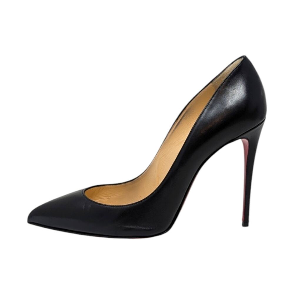 Christian Louboutin Pigalle Follies 100 Black Leather Pump Stiletto Heel 39.5